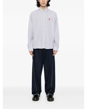 AMI Paris de Coeur モノグラムストライプ柄シャツ ブラック - サムネイル2