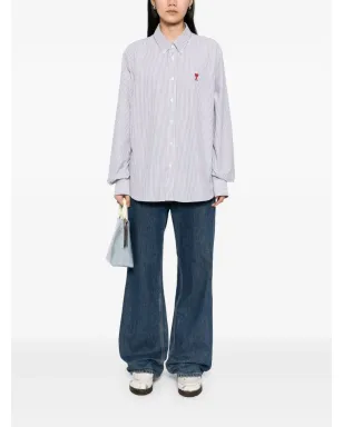 AMI Paris de Coeur モノグラムストライプ柄シャツ ブラック - サムネイル3