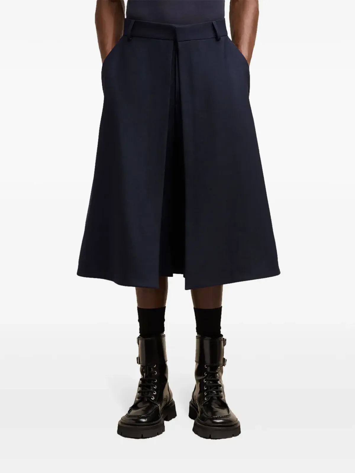 AMI Paris ワイドレッグ パネルドショーツ ブルー - 画像5