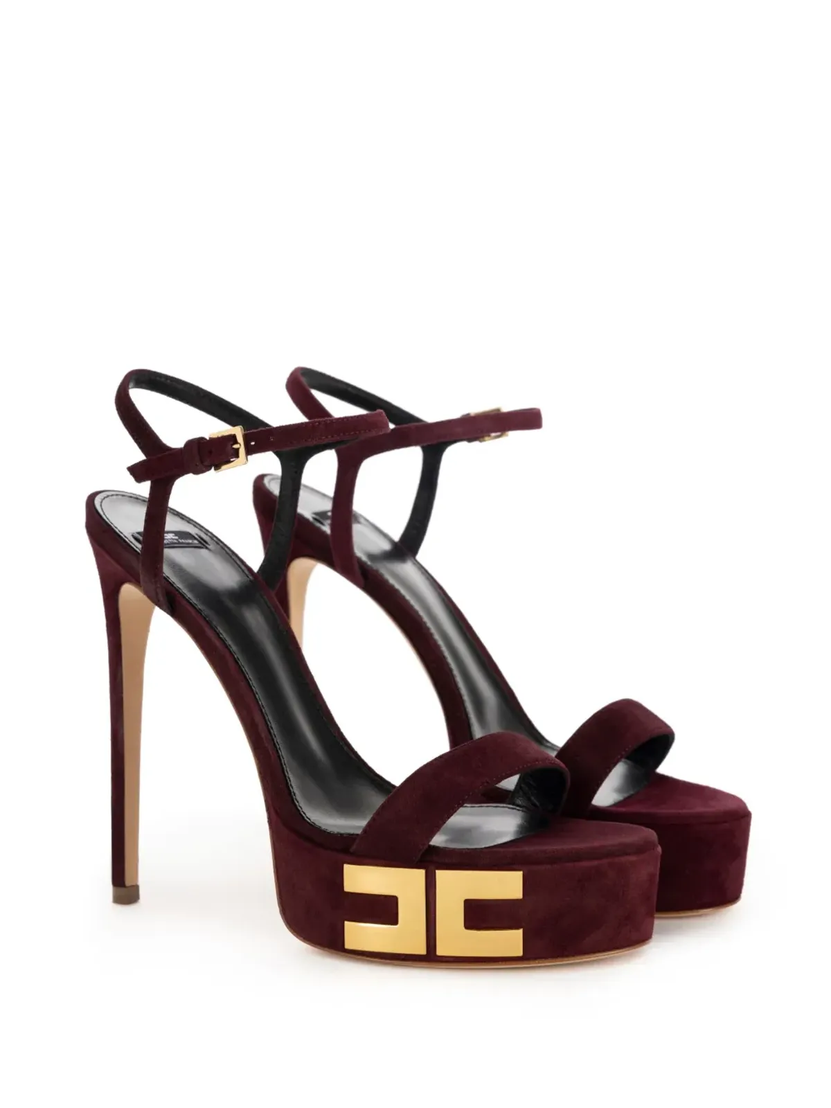Elisabetta Franchi 135mm ロゴ入りスエード・プラットフォームサンダル - レッド - 画像2