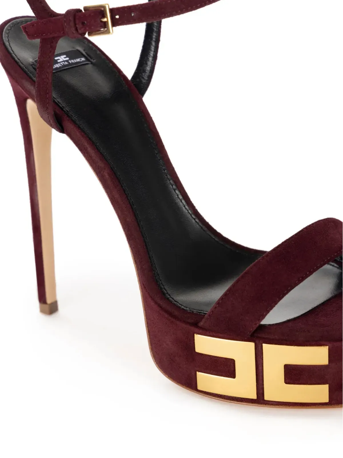 Elisabetta Franchi 135mm ロゴ入りスエード・プラットフォームサンダル - レッド - 画像4