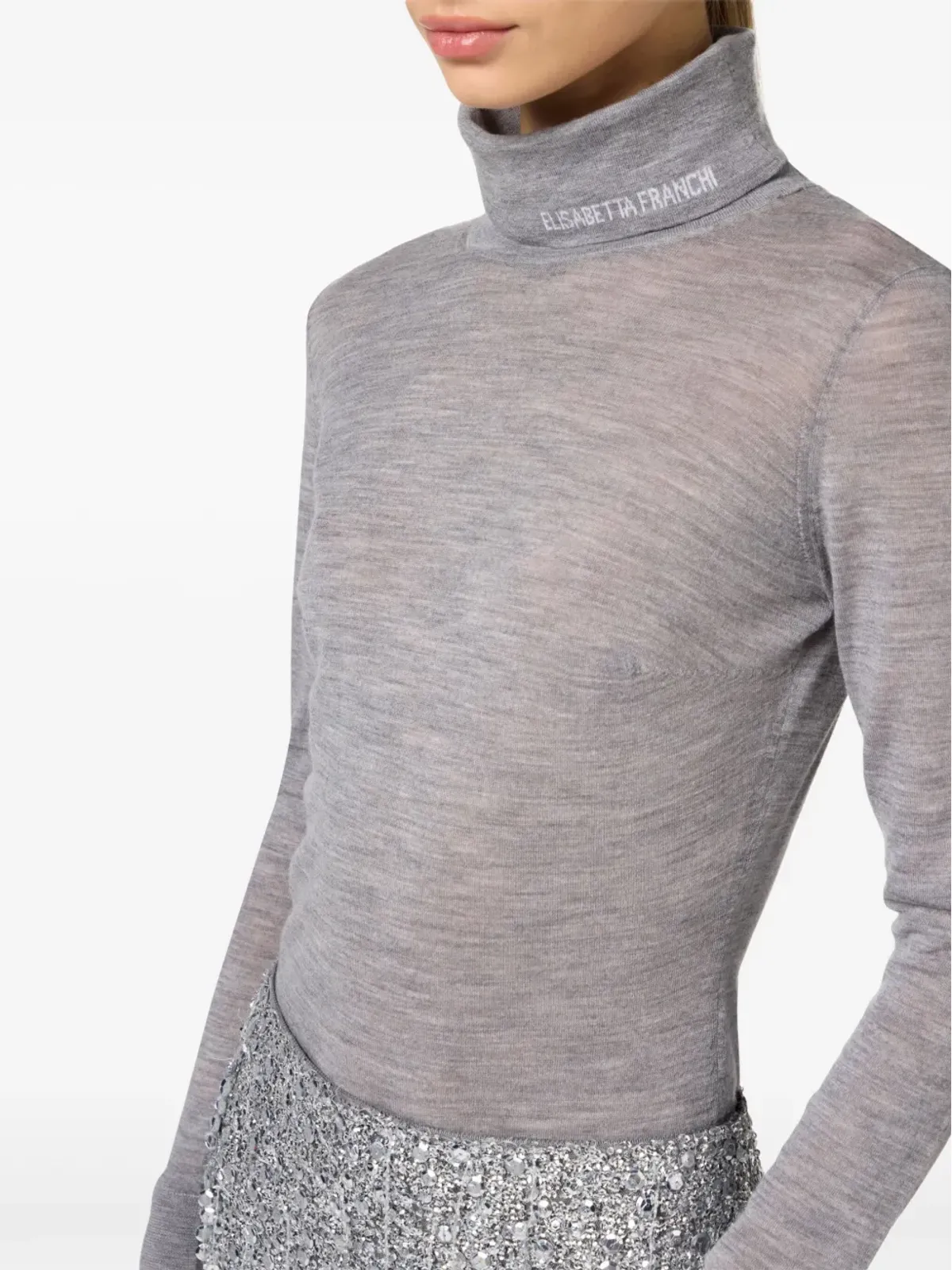 Elisabetta Franchi ロールネック半透けニット - 画像5