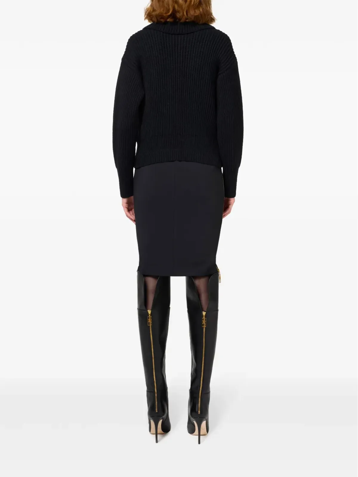 Elisabetta Franchi ジップディテール付きクレープスカート - ブラック - 画像3
