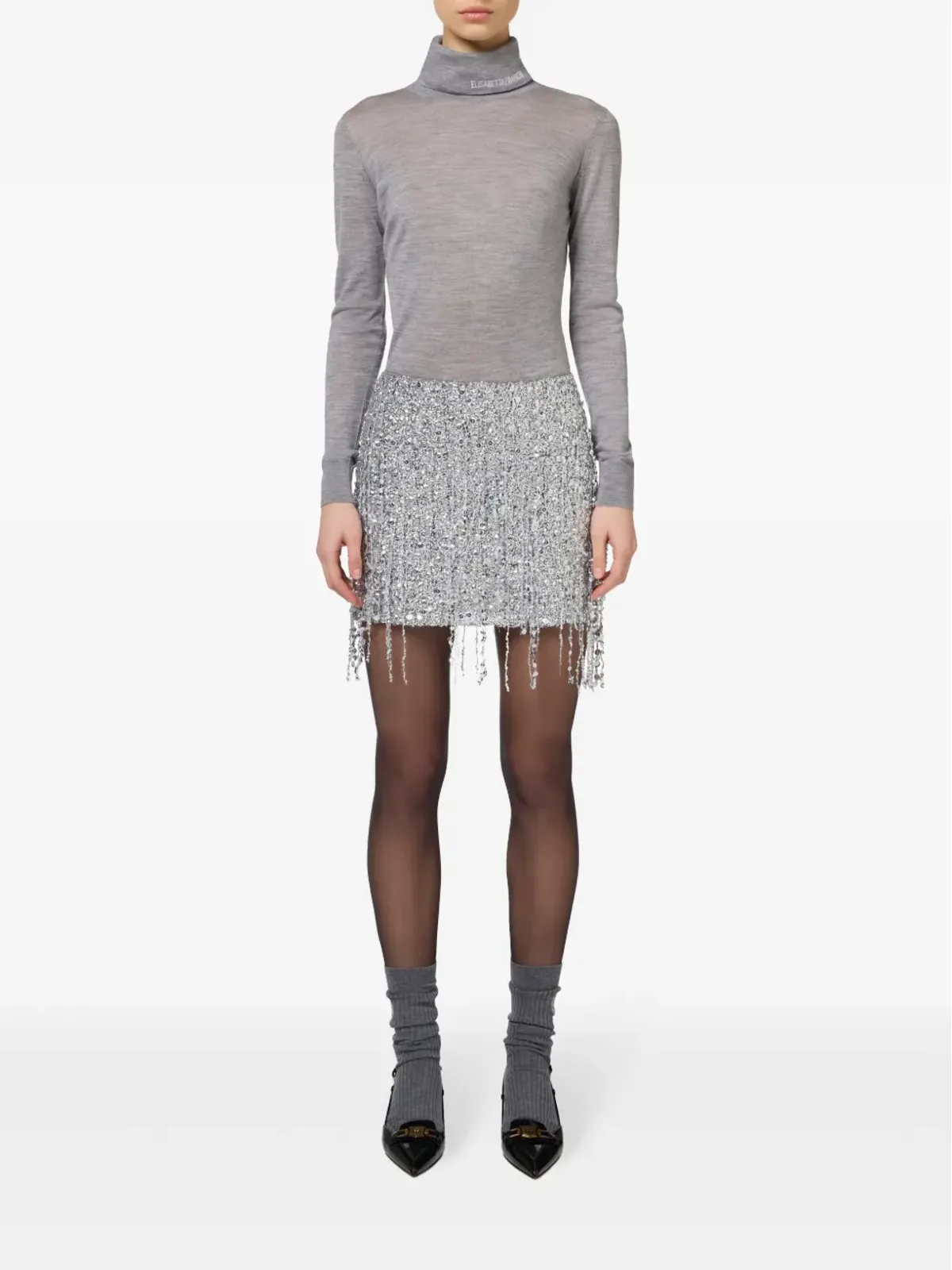 Elisabetta Franchi シークイン装飾ミニスカート - シルバー - 画像2