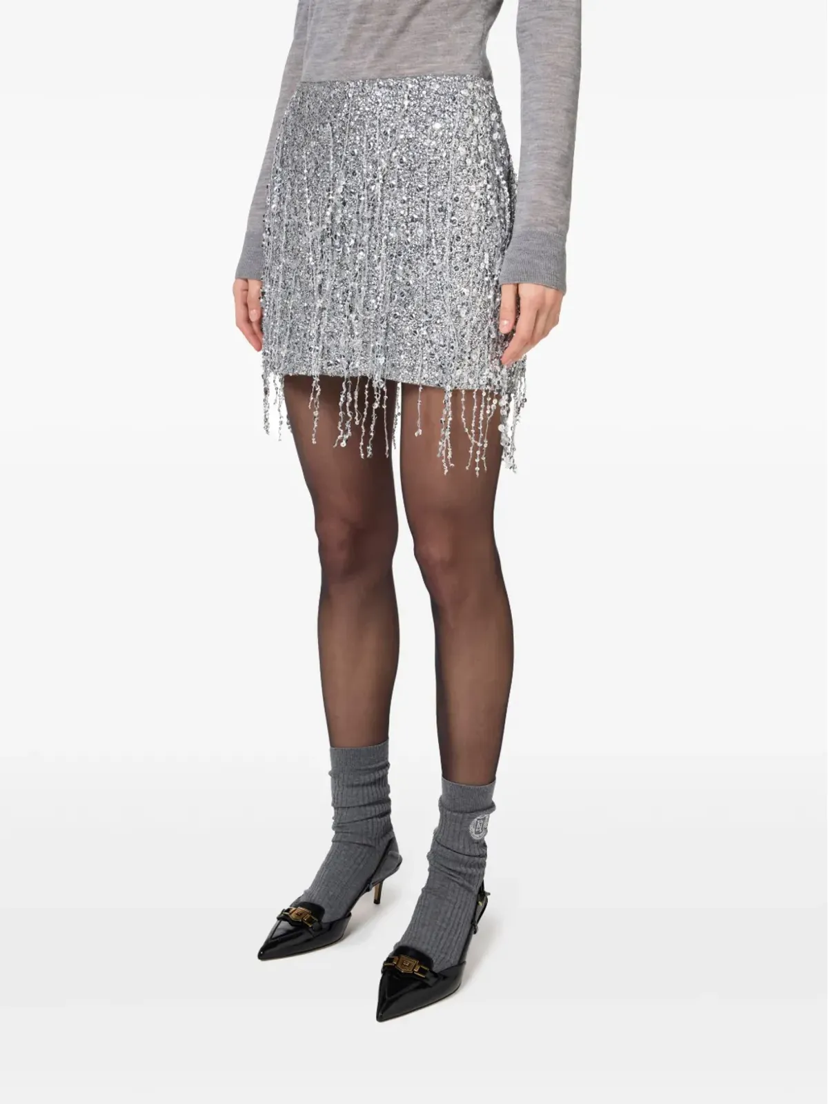 Elisabetta Franchi シークイン装飾ミニスカート - シルバー - 画像3
