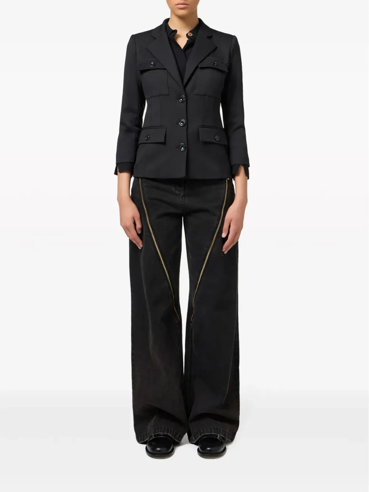 Elisabetta Franchi シングルブレスト クレープブレザー ブラック - 画像2