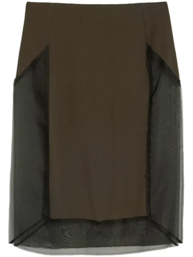 AMI Paris AMI Paris チュールパネルストレートスカート グリーンの商品画像