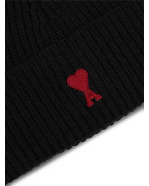 AMI Paris Ami De Coeur ウールビーニー帽 ブラック - サムネイル5