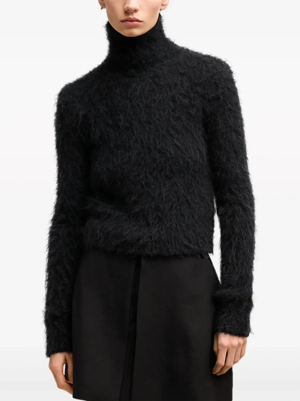 AMI Paris ブラッシュドエフェクト コットン セーター ブラック - 画像5