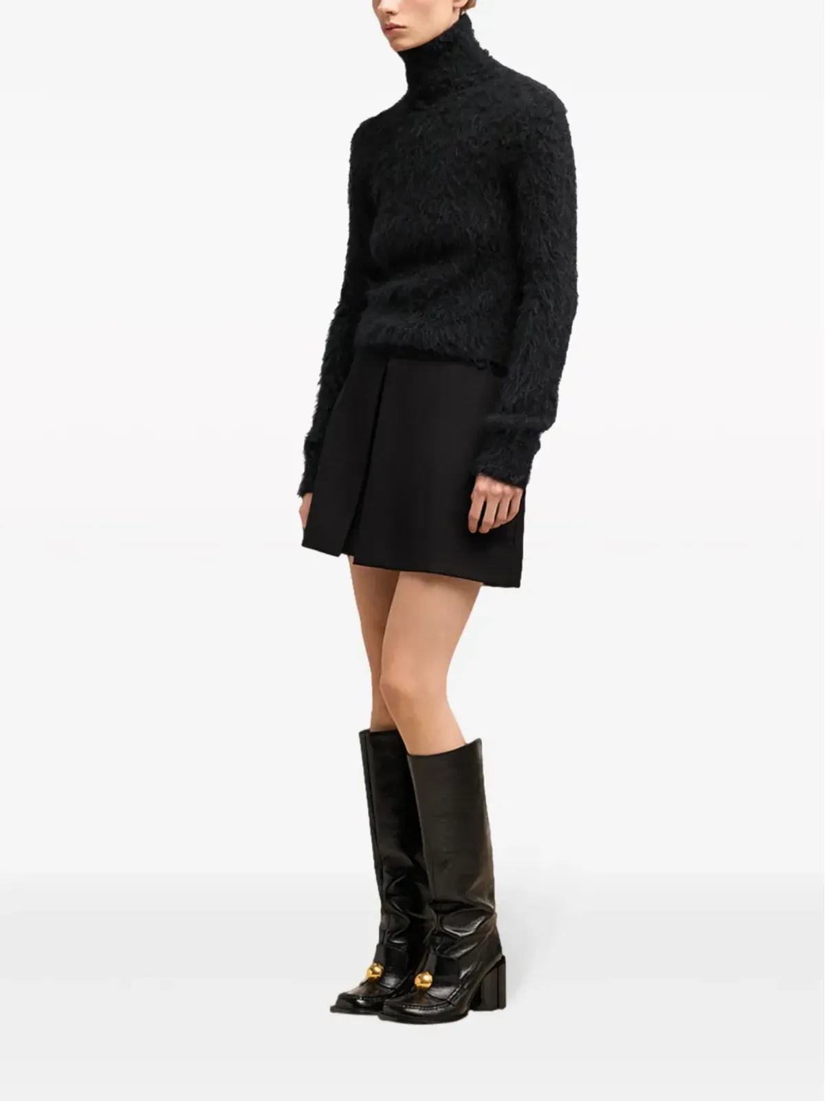 AMI Paris ブラッシュドエフェクト コットン セーター ブラック - 画像3
