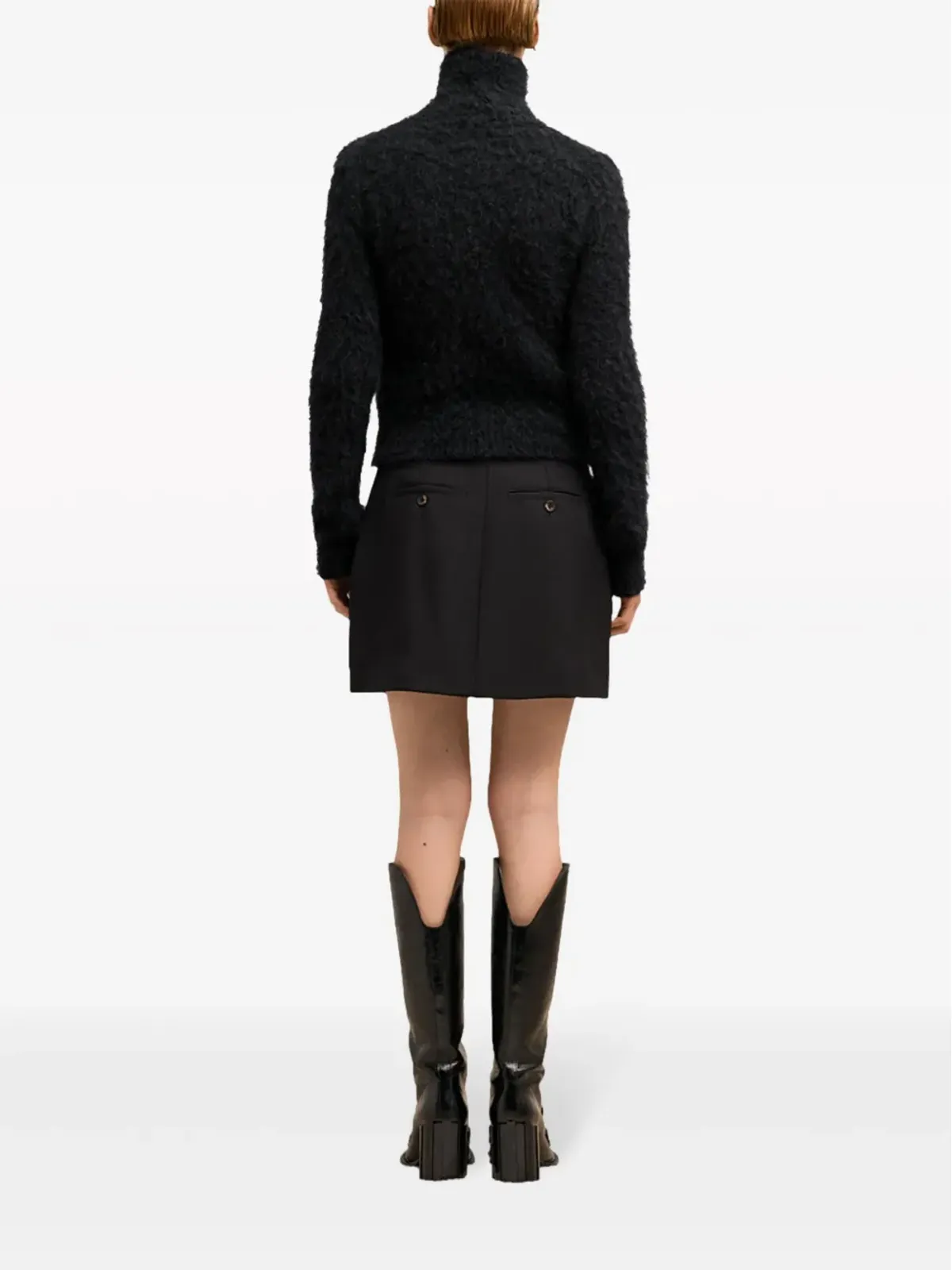 AMI Paris ブラッシュドエフェクト コットン セーター ブラック - 画像4