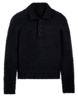 AMI Paris ブラッシュドエフェクト ポロトップ ブラック - サムネイル1