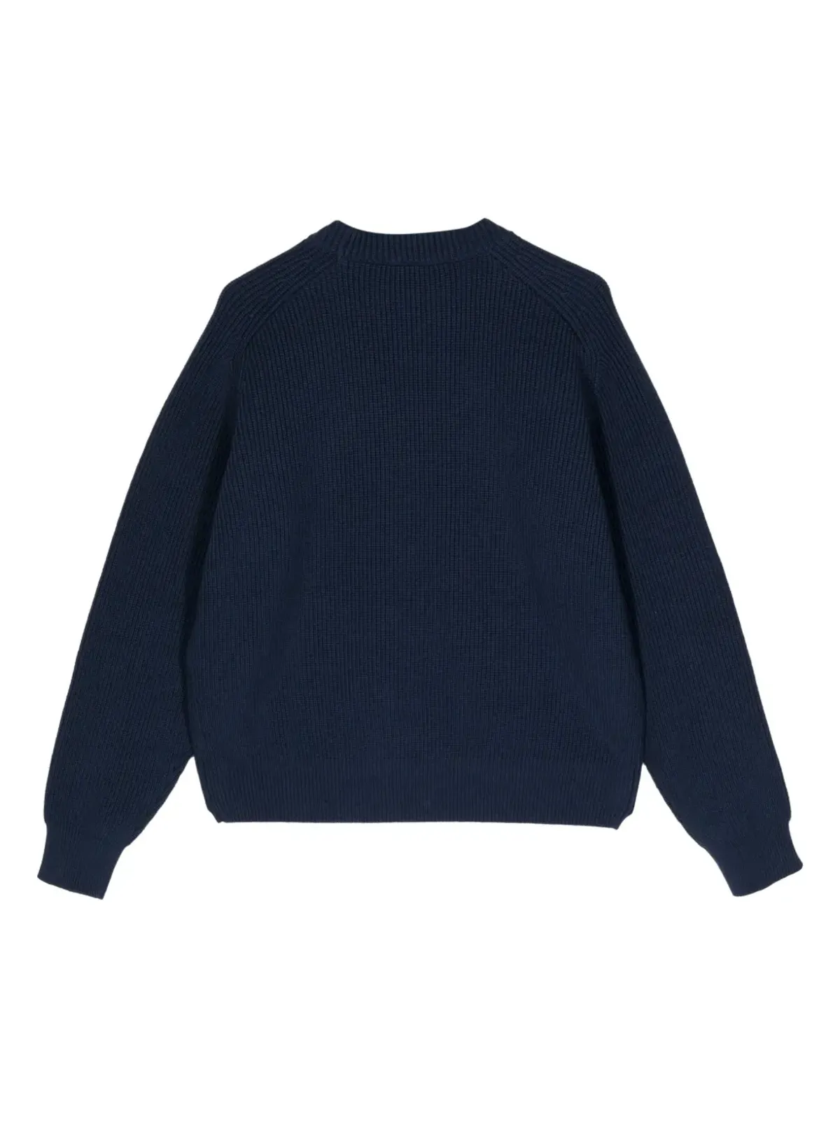 Maison Kitsuné Fox Headアップリケ付きリブ編みセーター ブルー - 画像2