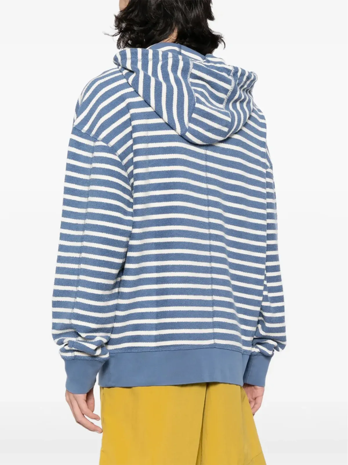 Maison Kitsuné アップリケロゴ入りストライプコットンフーディー - 画像4