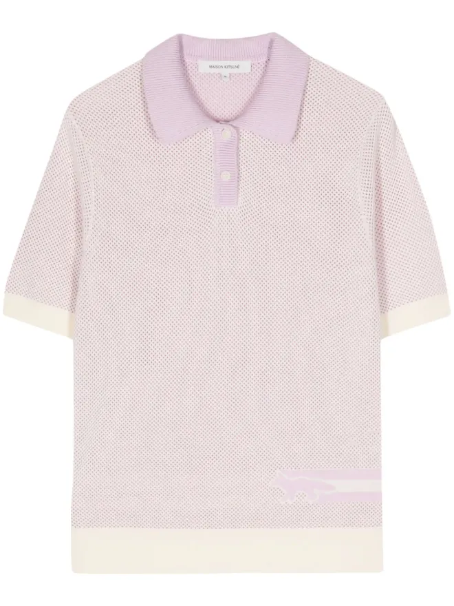 Maison Kitsuné Maison Kitsuné フラッシュ フォックス ニットポロトップ ピンクの商品画像
