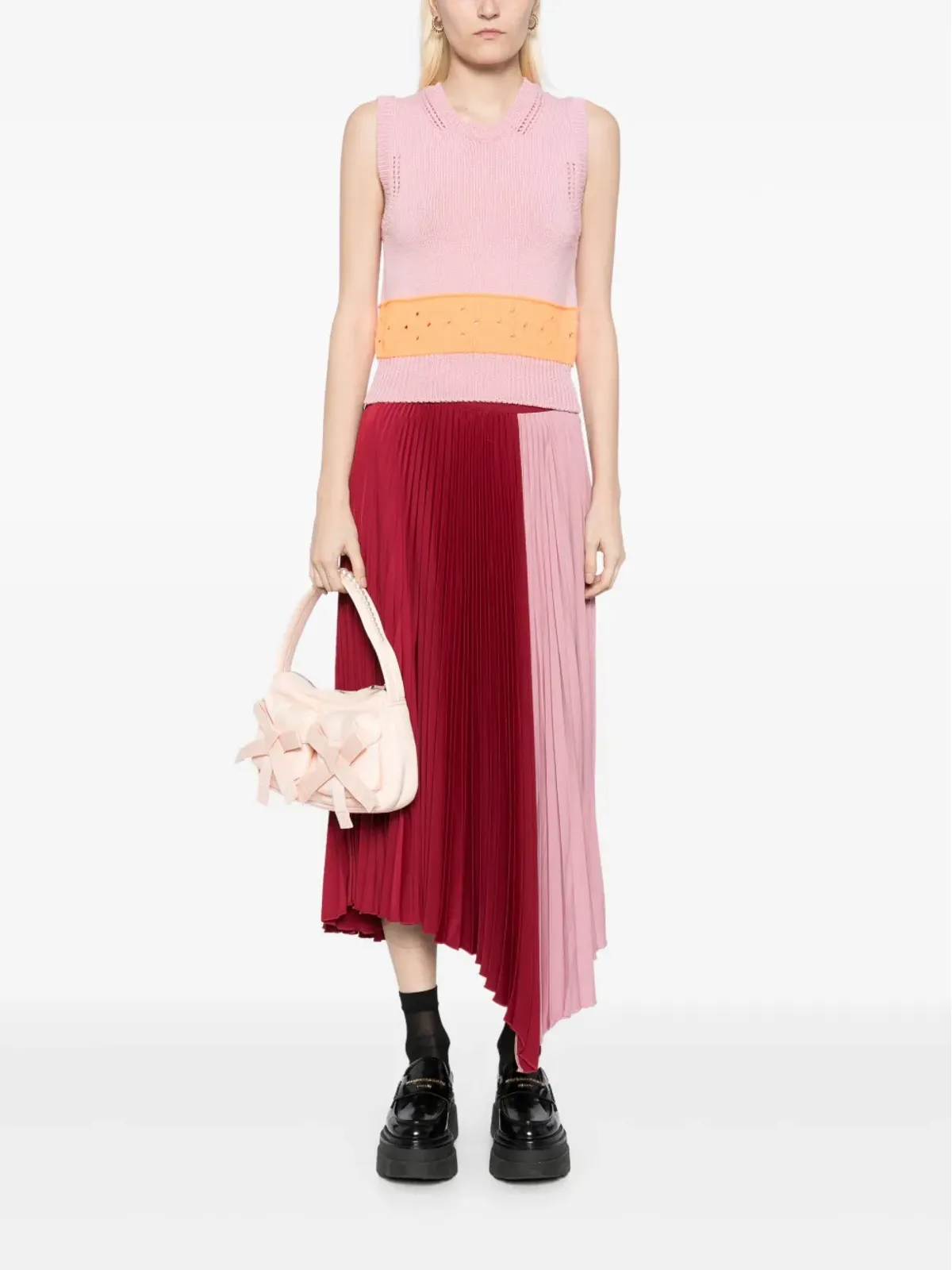 Maison Kitsuné 全プリーツのミディスカート ピンク - 画像2