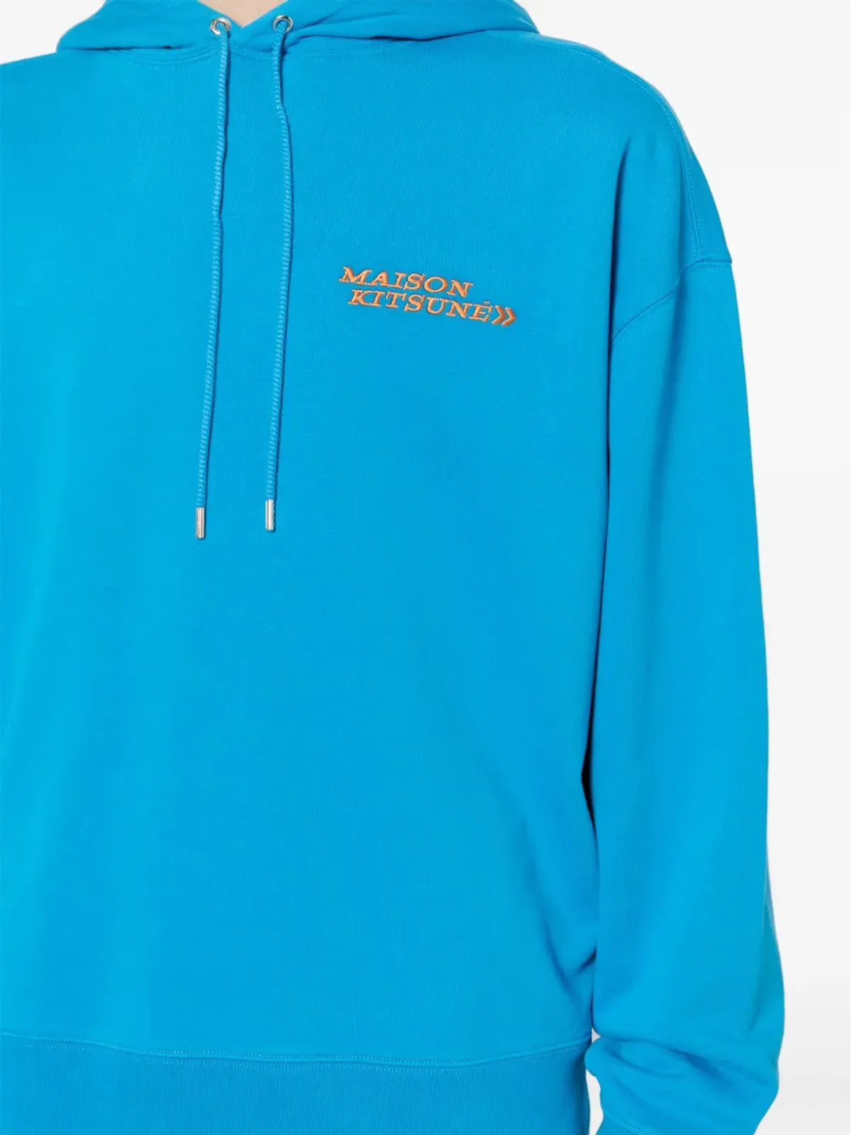 Maison Kitsuné 刺繍ロゴ コットン フーディー ブルー - 画像5