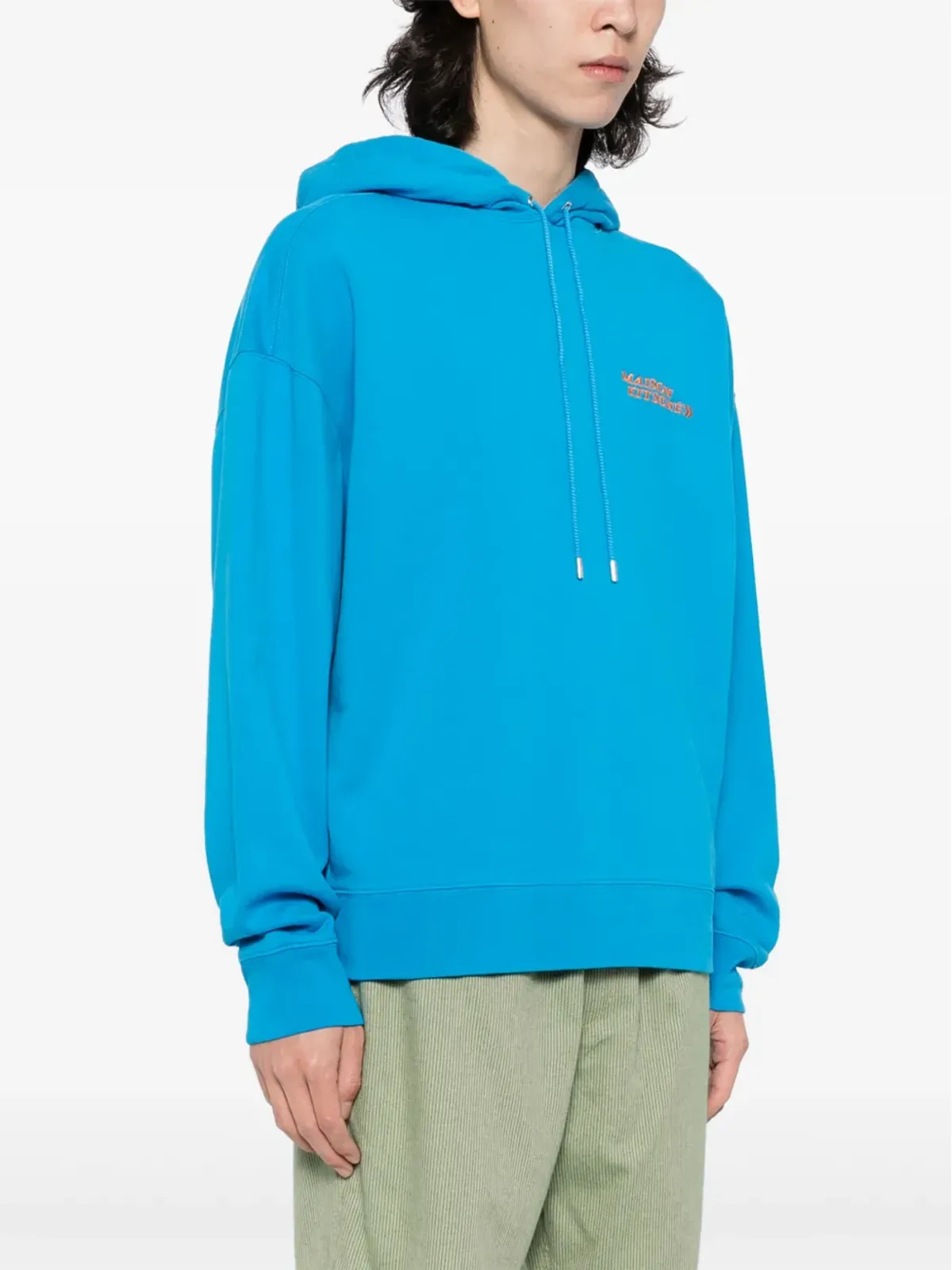 Maison Kitsuné 刺繍ロゴ コットン フーディー ブルー - 画像3