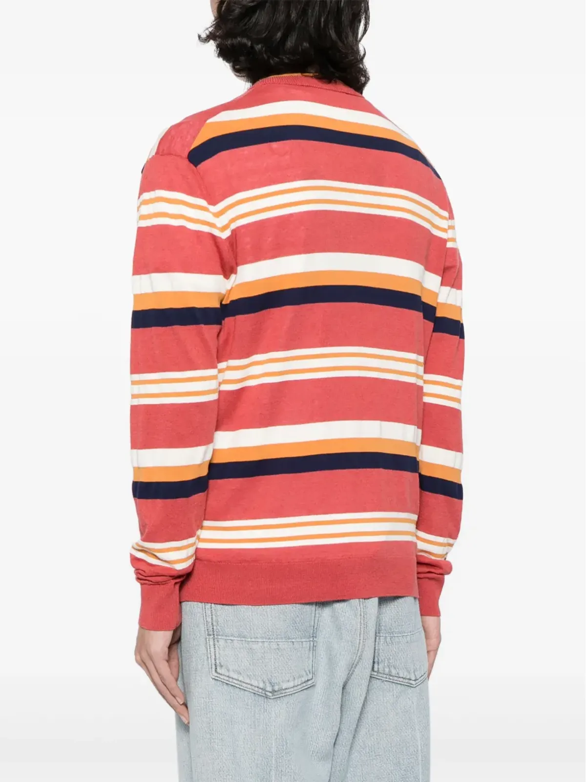 Maison Kitsuné ストライプ入りインターシャニットカーディガン - レッド - 画像4