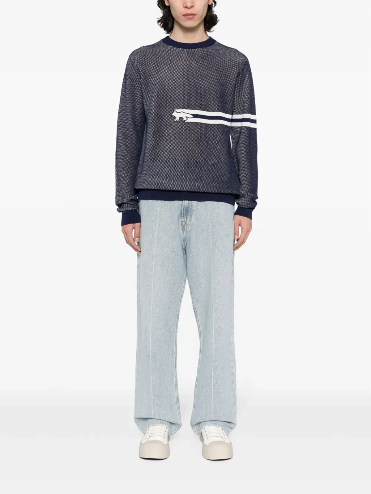 Maison Kitsuné フラッシュフォックス メッシュ ジャンパー - ブルー - 画像2