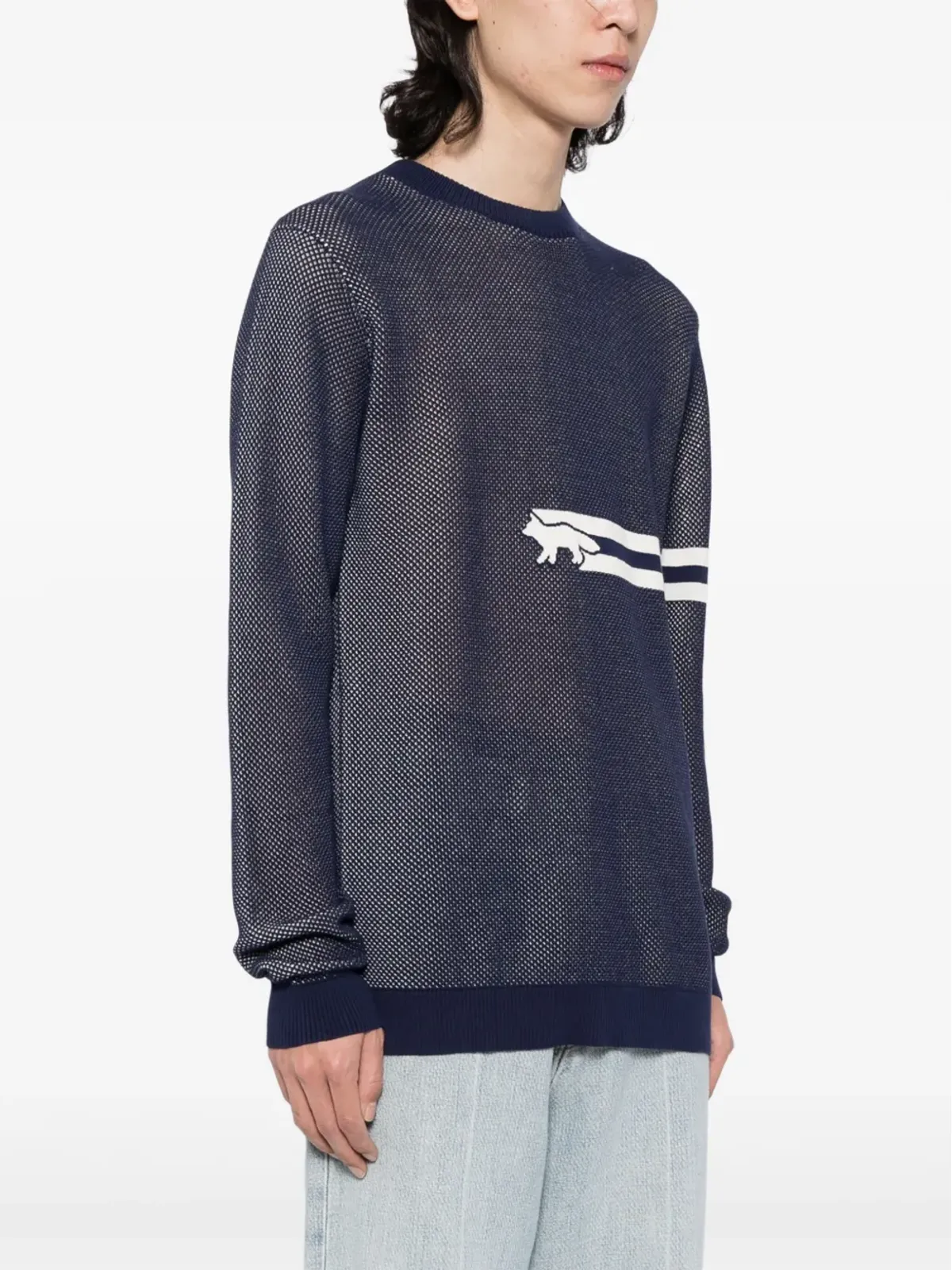 Maison Kitsuné フラッシュフォックス メッシュ ジャンパー - ブルー - 画像3