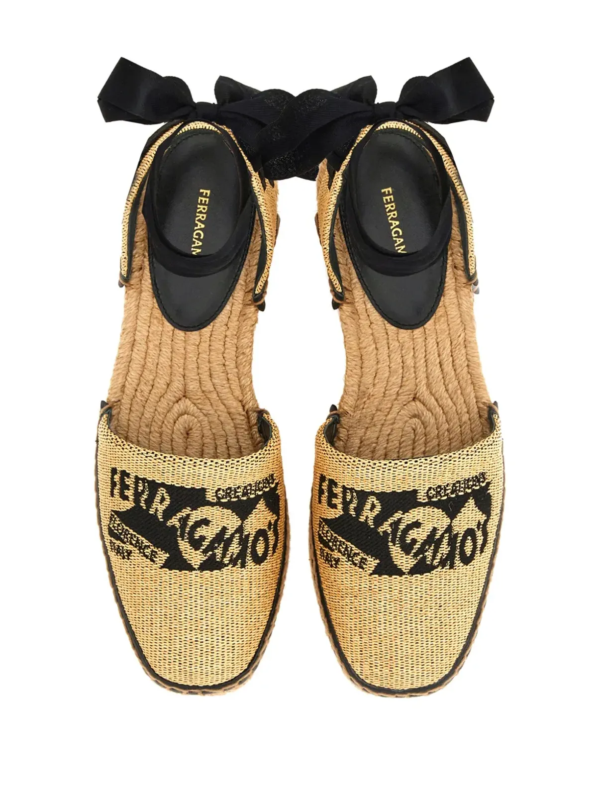 Ferragamo ロゴ刺繍 ラフィア エスパドリーユ - ベージュ - 画像4