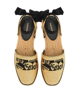 Ferragamo ロゴ刺繍 ラフィア エスパドリーユ - ベージュ - サムネイル4