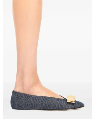 Ferragamo Vara デニム バレリーナシューズ - ブルー - サムネイル5