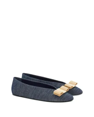 Ferragamo Vara デニム バレリーナシューズ - ブルー - サムネイル2