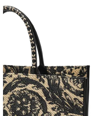 Versace 大型 バロッコ アテナ ラフィア トートバッグ - ブラック - サムネイル5