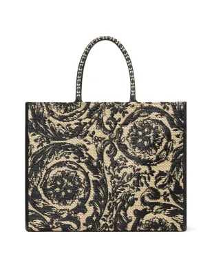 Versace 大型 バロッコ アテナ ラフィア トートバッグ - ブラック - サムネイル2