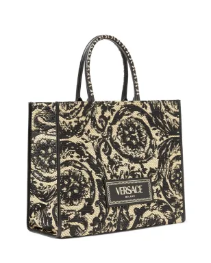 Versace 大型 バロッコ アテナ ラフィア トートバッグ - ブラック - サムネイル3