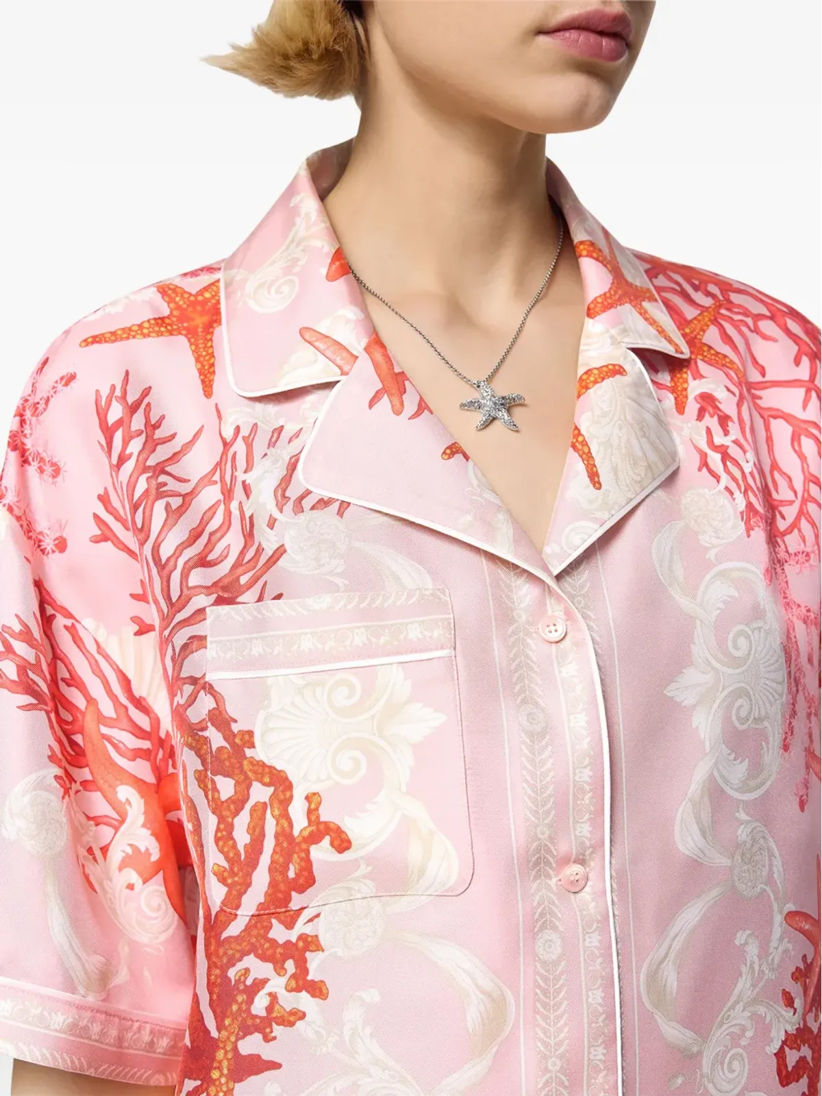 Versace Barocco シーシルク シャツ - ピンク - 画像5