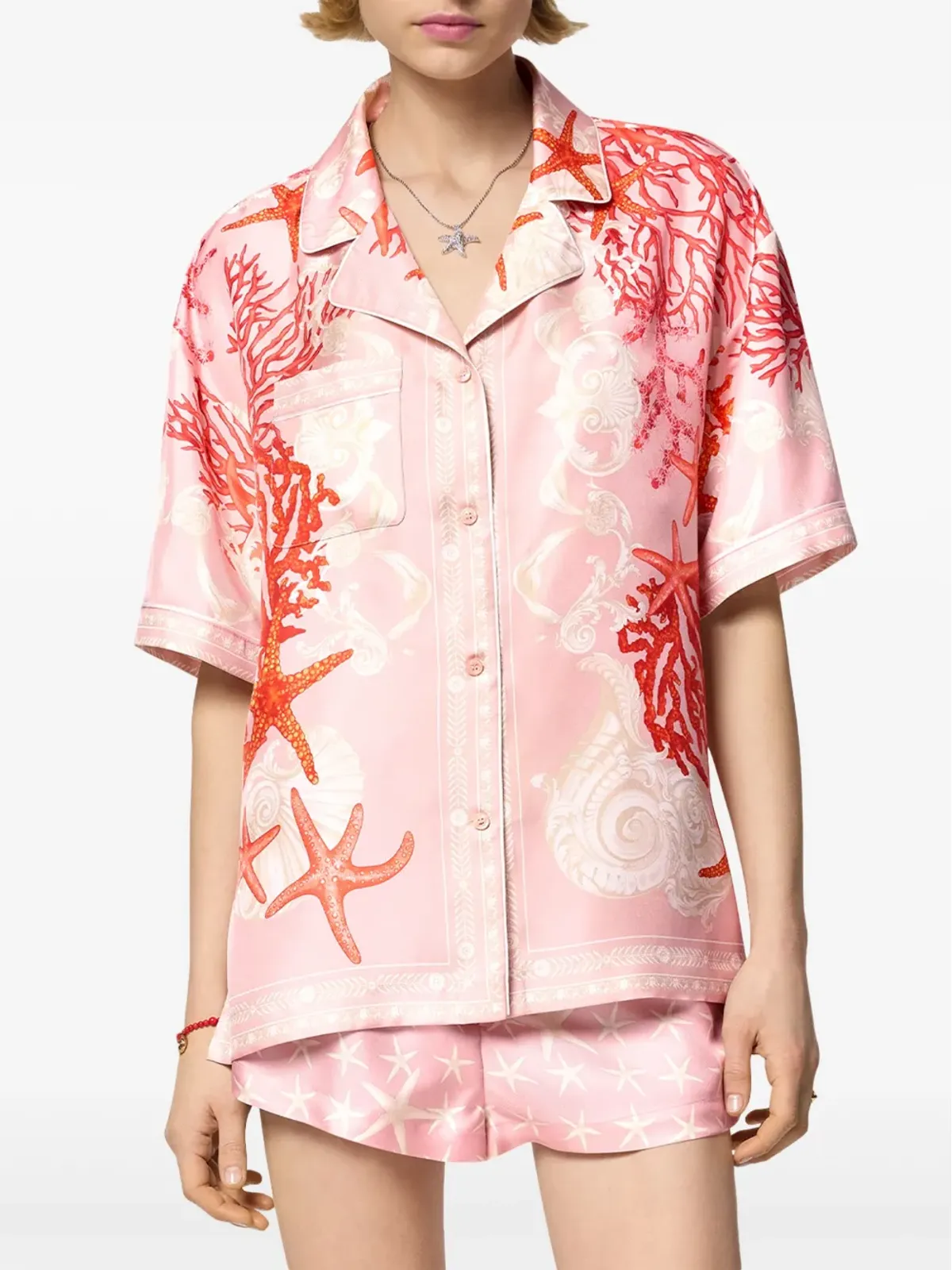 Versace Barocco シーシルク シャツ - ピンク - 画像3