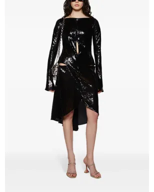 Courrèges エリプス グリッター入りドレス - ブラック - サムネイル2