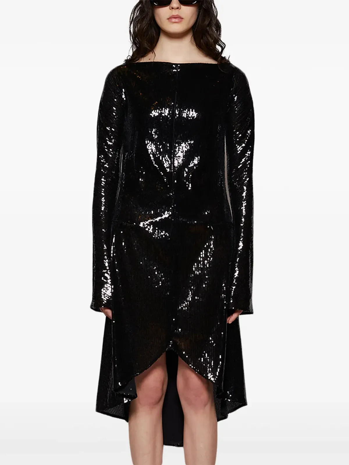 Courrèges エリプス グリッター入りドレス - ブラック - 画像3