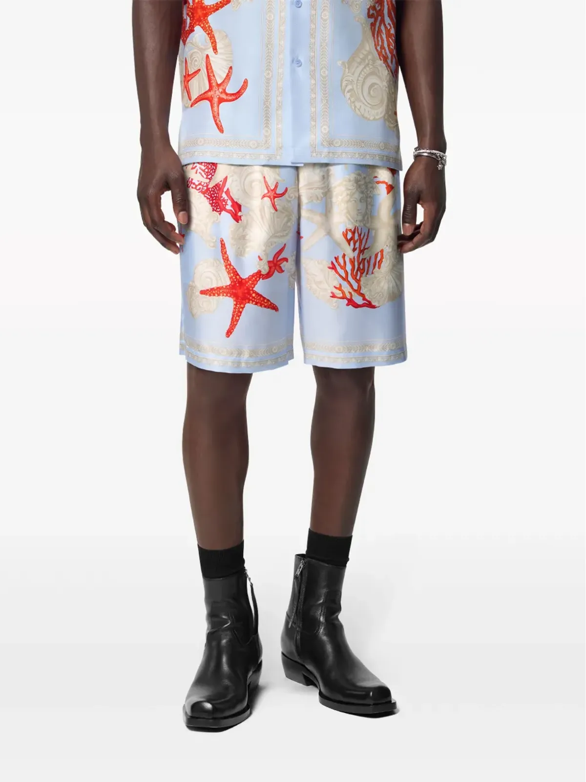 Versace バロッコ・シー シルクショーツ - ブルー - 画像3