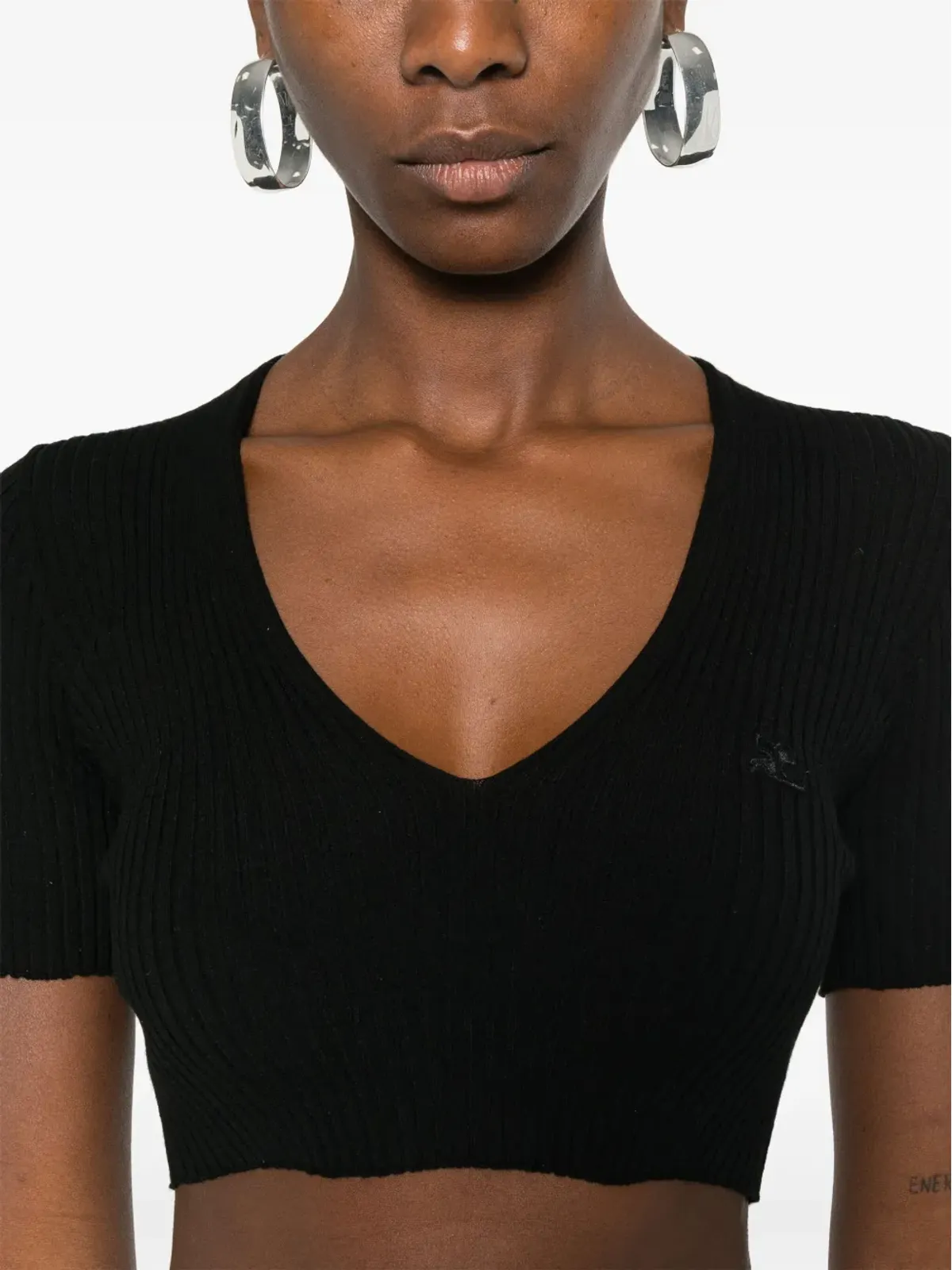 Courrèges リブ編みクロップドTシャツ - 画像5