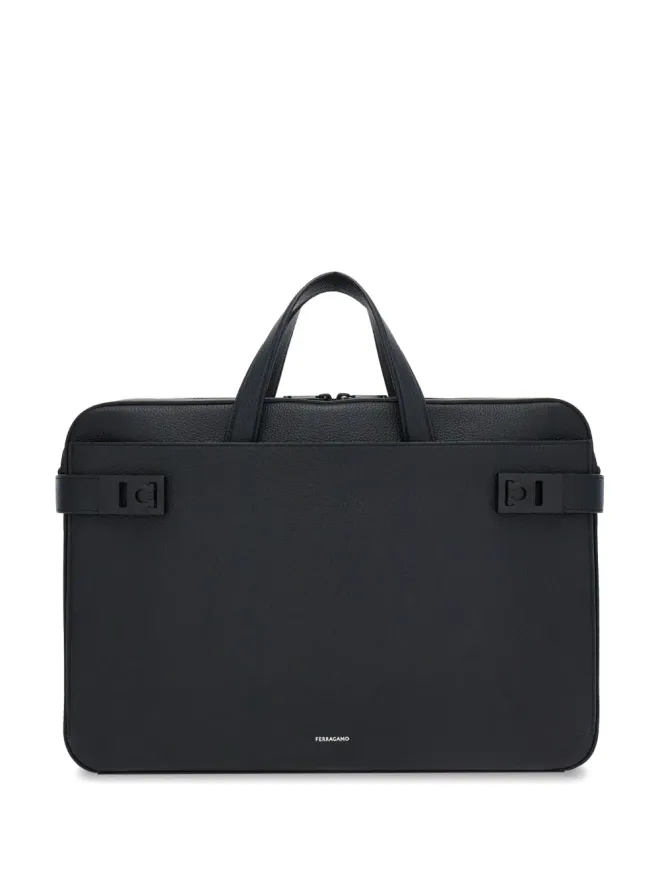FERRAGAMO Ferragamo ガンチーニバックル レザー ラップトップバッグ - ブラックの商品画像