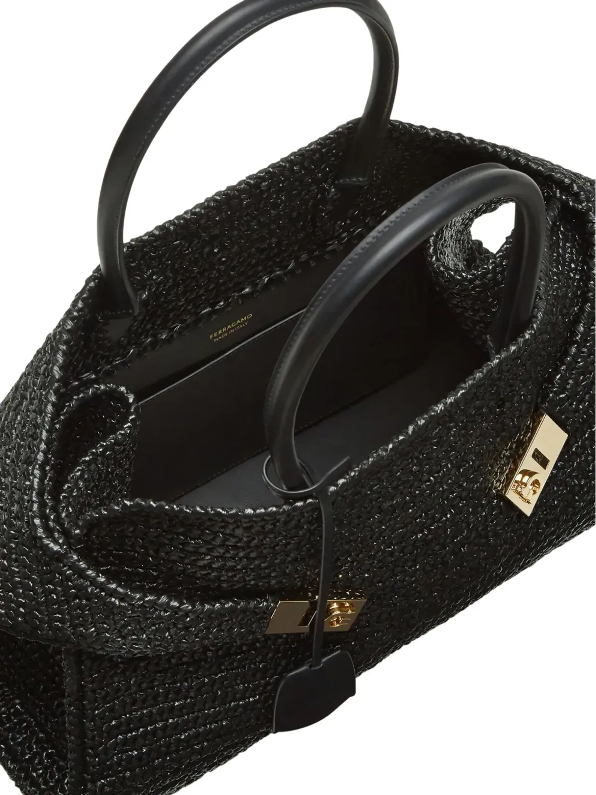Ferragamo ザ・ハグ ラフィア トートバッグ - ブラック - 画像5