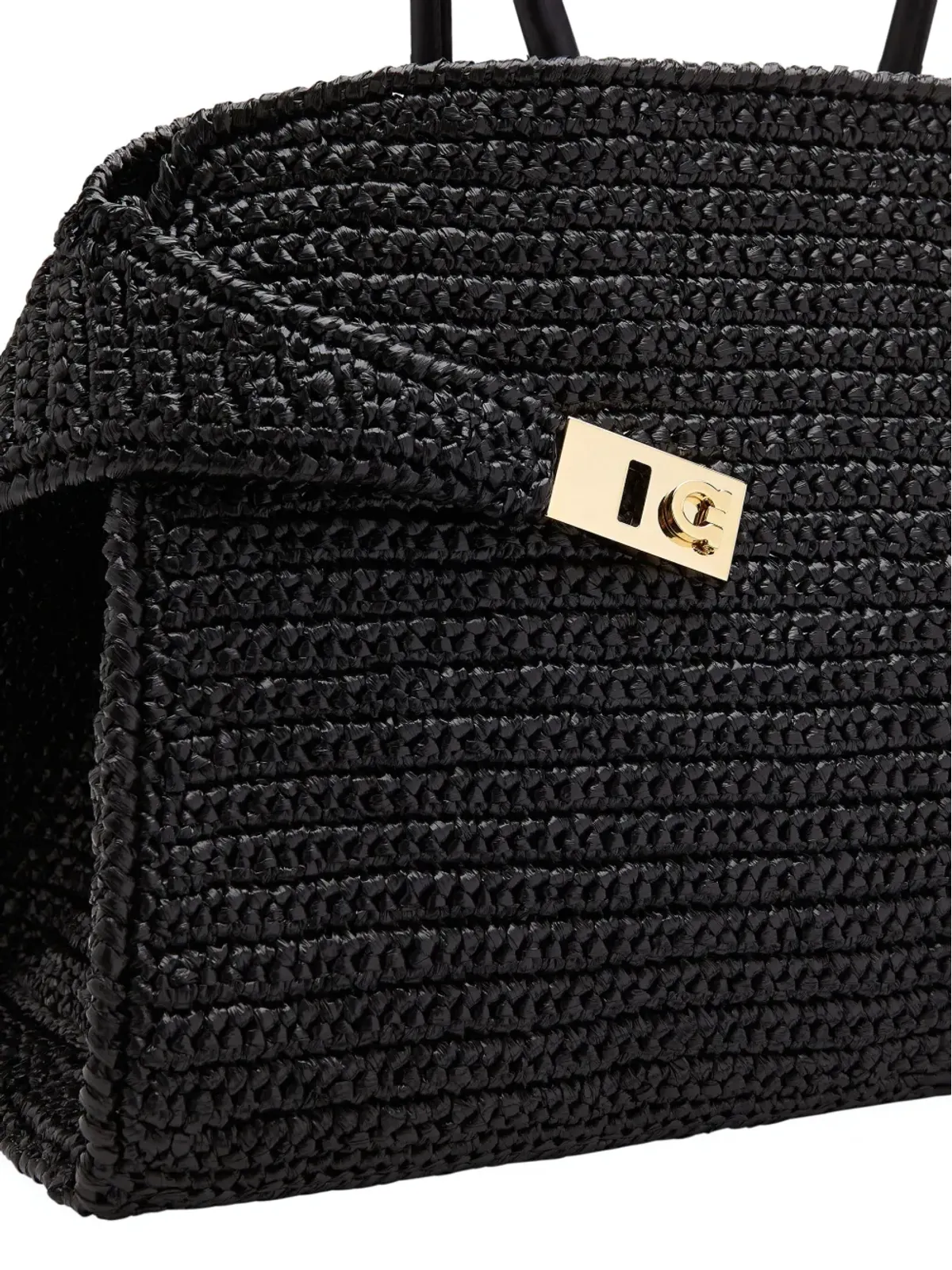Ferragamo ザ・ハグ ラフィア トートバッグ - ブラック - 画像4