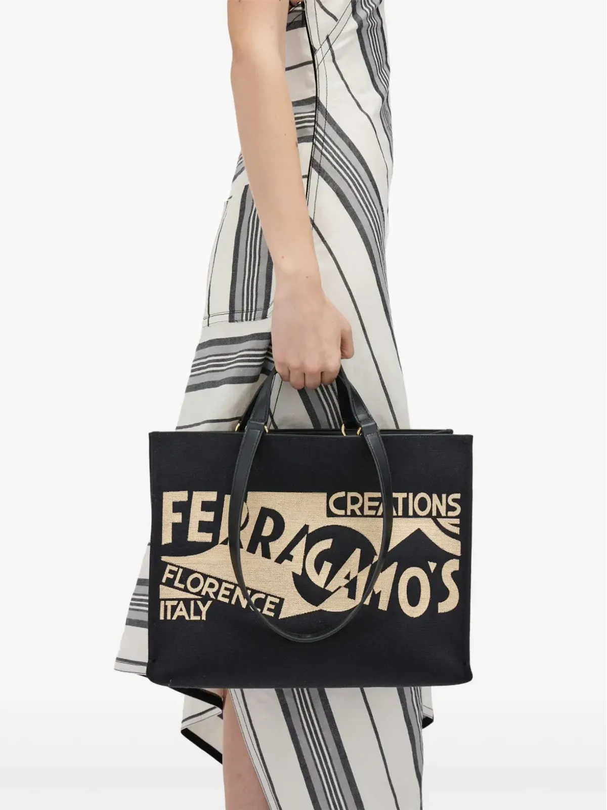Ferragamo ミディアム Venna ロゴ刺繍 トートバッグ - ブラック - 画像2