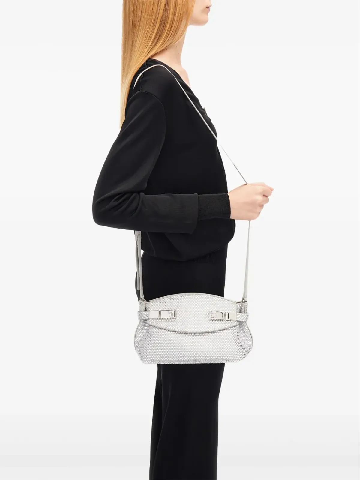 Ferragamo ハグ クリスタル装飾クラッチバッグ - グレー - 画像3