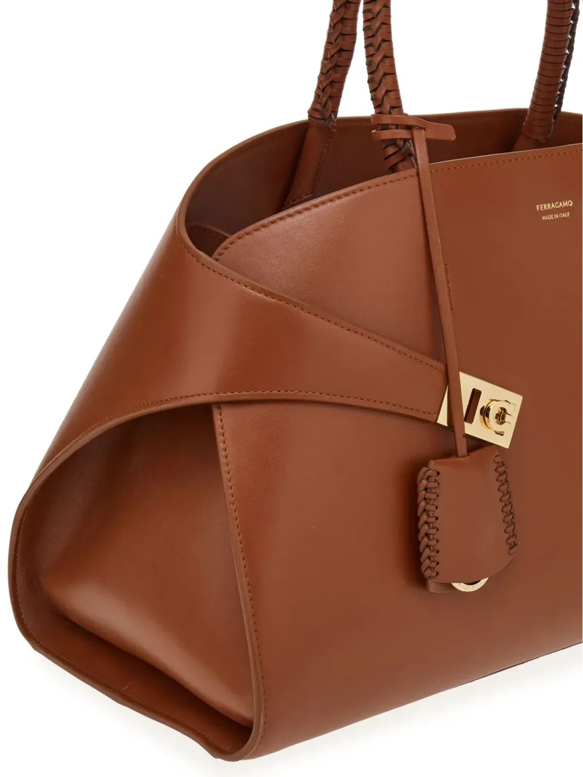 Ferragamo ザ・ハグ レザー トートバッグ ブラウン - 画像5
