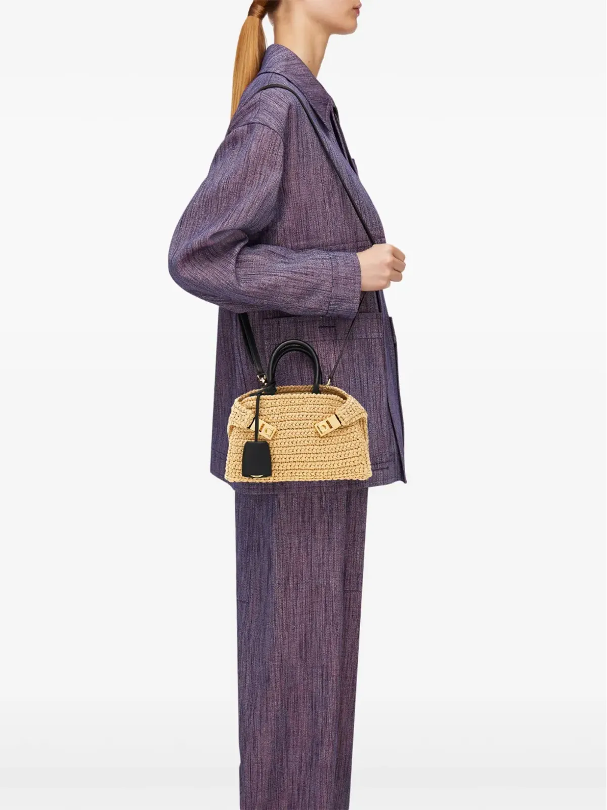 Ferragamo ハグ ラフィア ミニバッグ - ニュートラル - 画像3