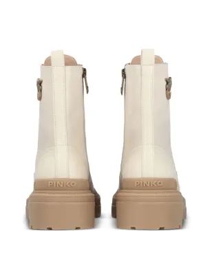 PINKO ミア レザー コンバットブーツ - ニュートラルカラー - サムネイル5