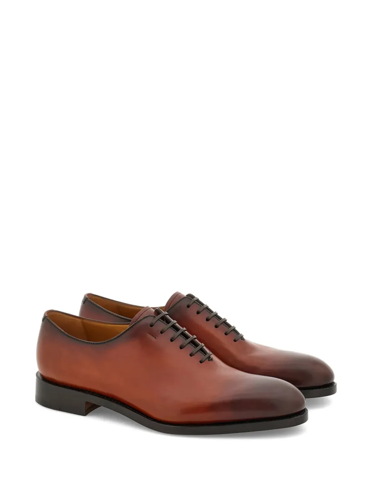 Ferragamo ビンテージ トラメッツァ レザー オックスフォード シューズ ブラウン - 画像2