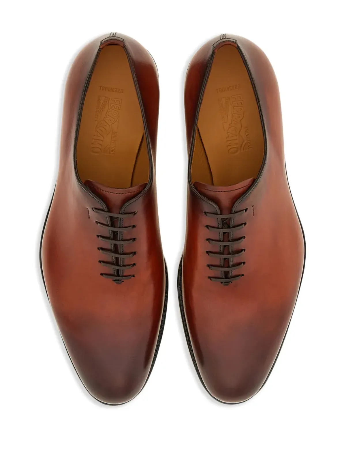Ferragamo ビンテージ トラメッツァ レザー オックスフォード シューズ ブラウン - 画像4