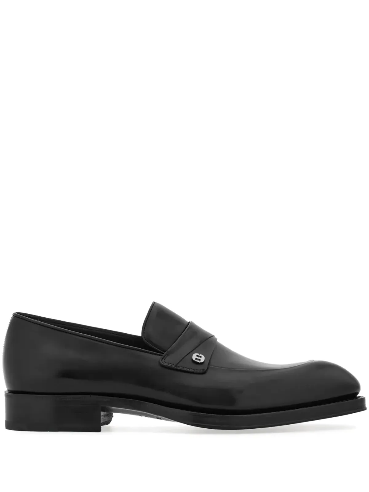 Ferragamo トラメッツァ アーモンドトゥ レザー ローファー ブラック - 画像1