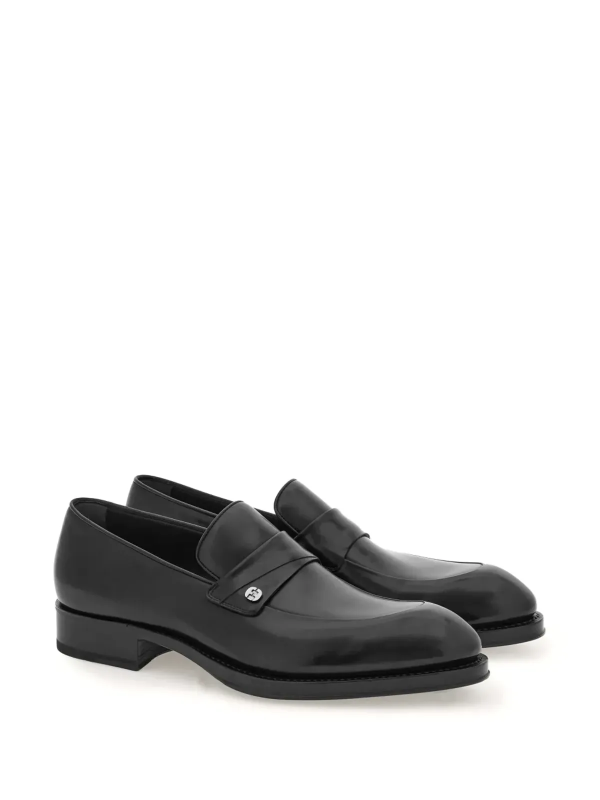 Ferragamo トラメッツァ アーモンドトゥ レザー ローファー ブラック - 画像2